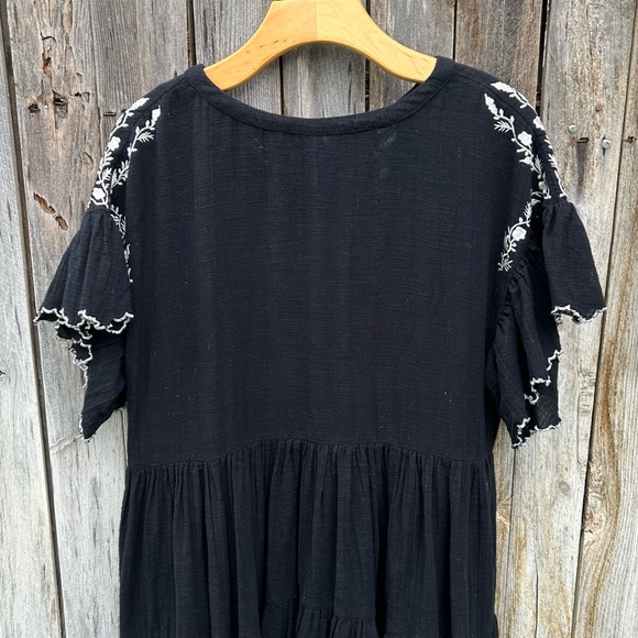 Free People Santiago Floral Embroidered Dress Black White XS - Picture 10 of 15